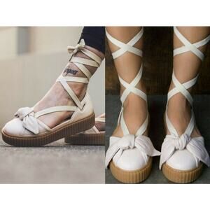 PUMA x FENTY Off-White Rhianna Bow Creeper Strapy Sandals US 10 EU 41 Coquette